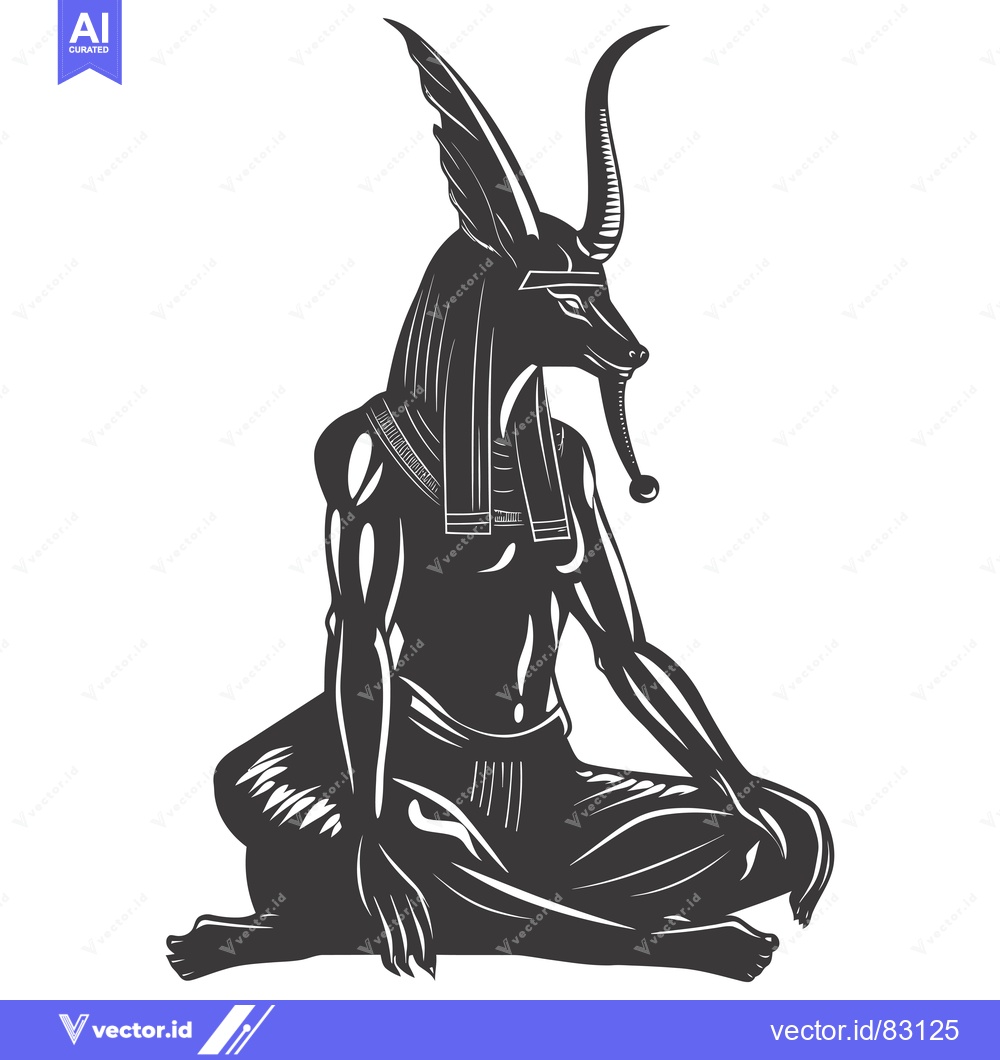 Premium Vector dari Anubis, Egyptian God of the Dead, Depicted as a Jackal-Headed Humanoid