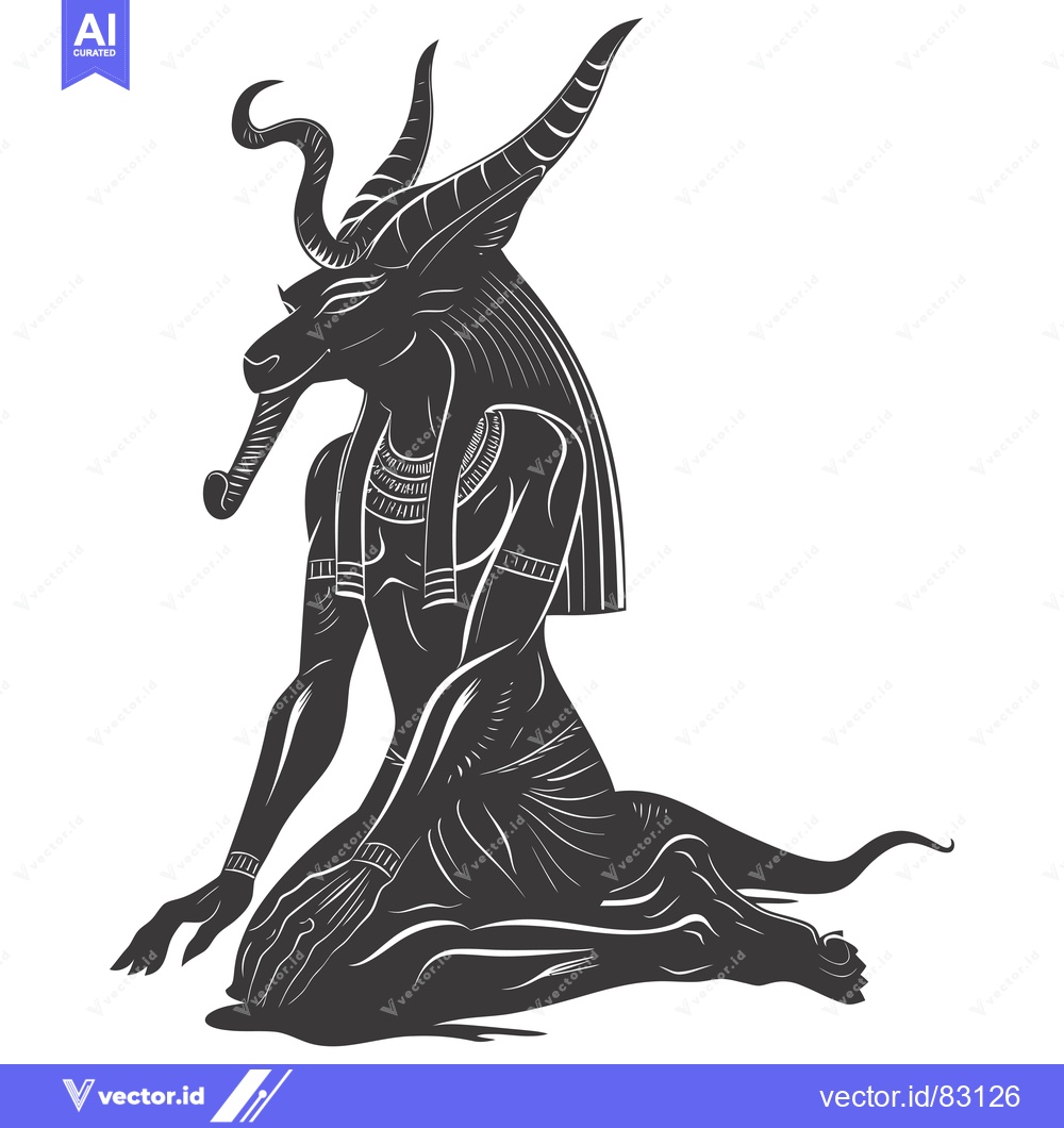 Premium Vector of Black and White Silhouette of the Egyptian God Anubis