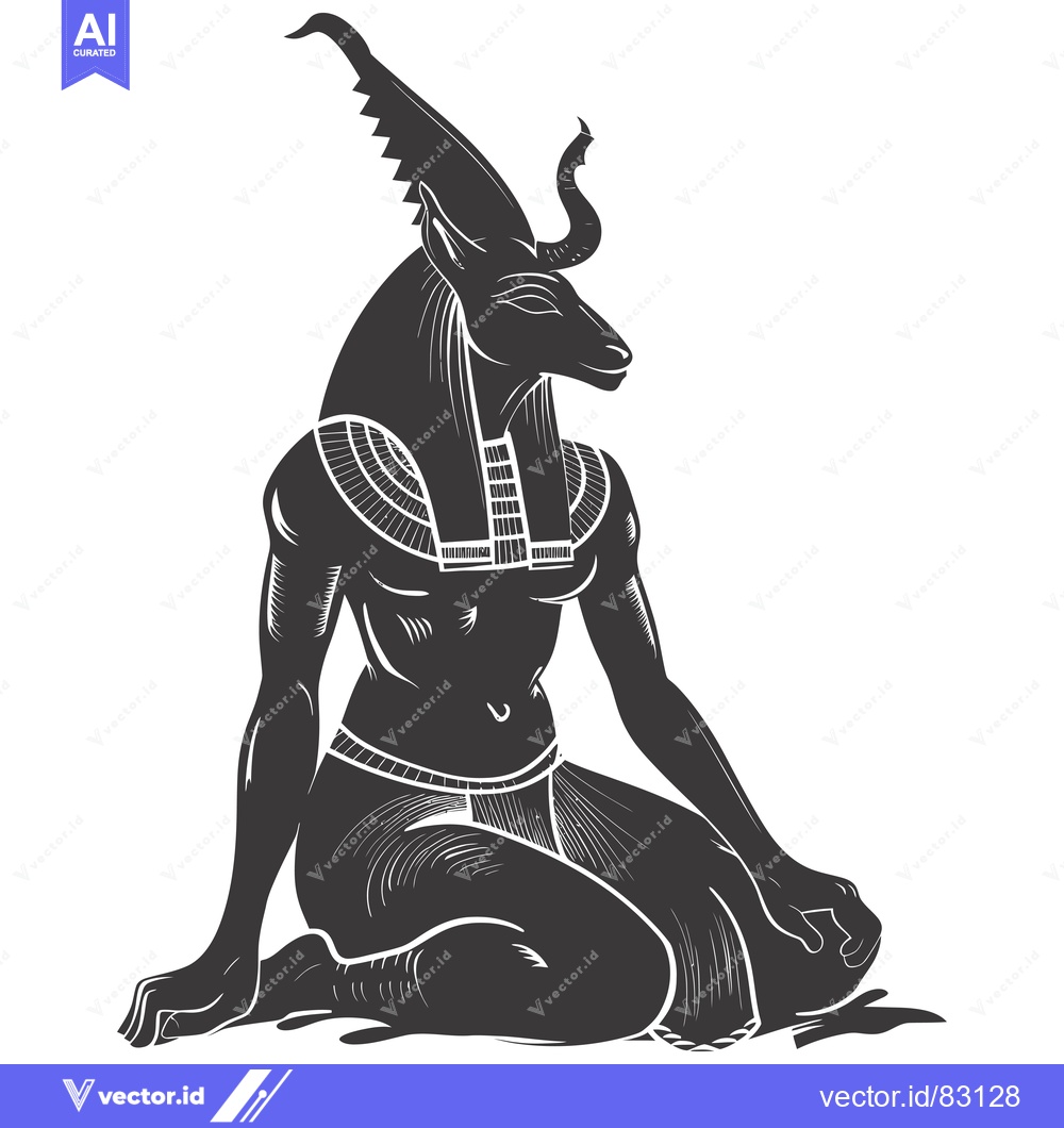 Premium Vector dari Black and White Illustration of the Egyptian Goddess Bastet