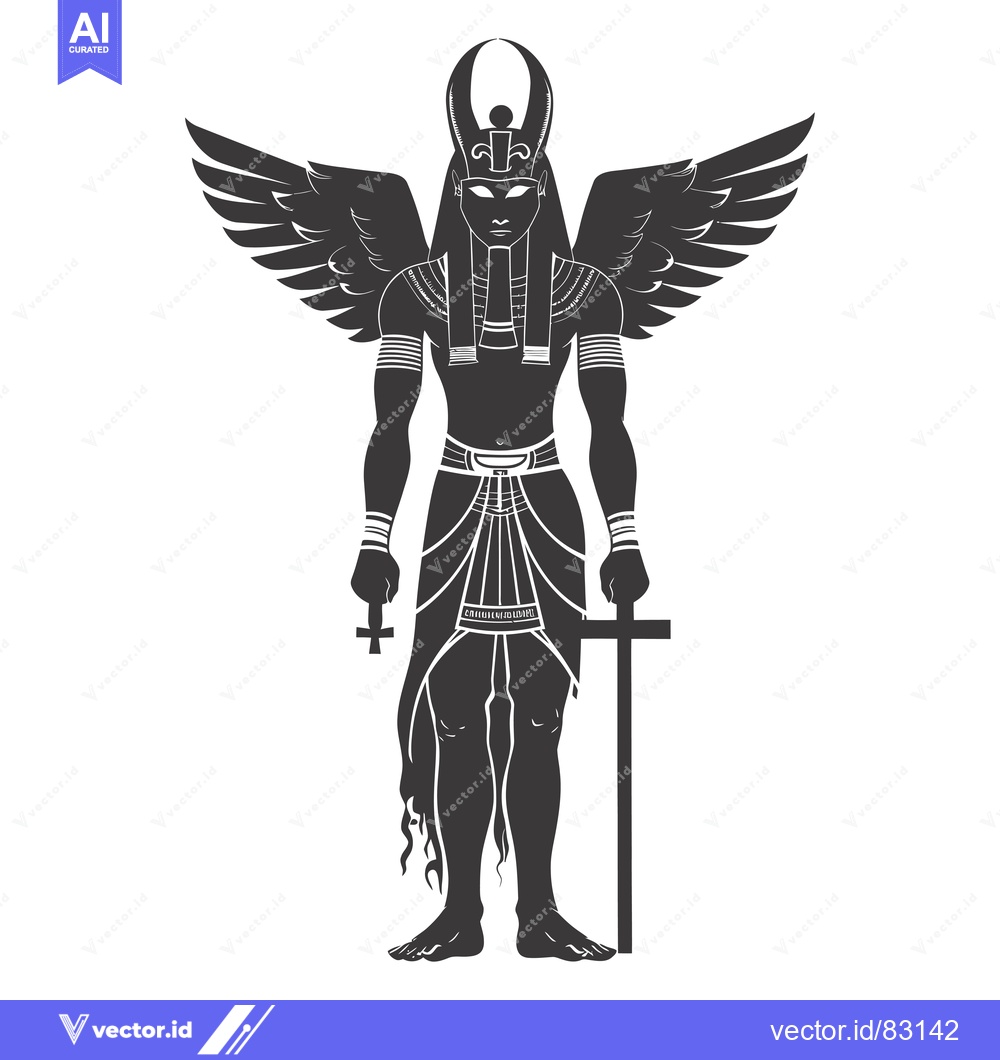 Premium Vector of Winged Egyptian God Holding a Cross and Ankh