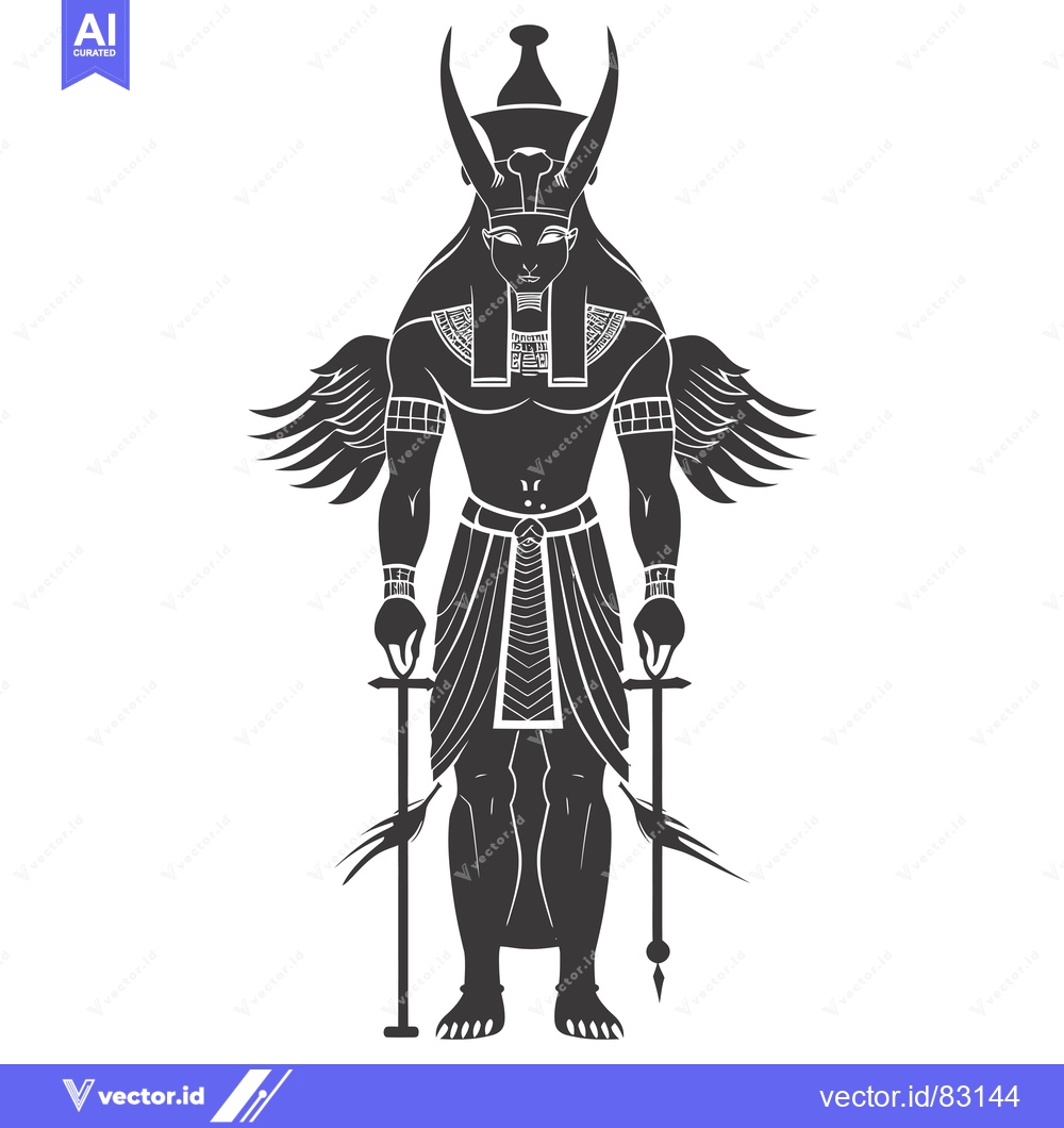 Premium Vector of Black and White Silhouette of the Egyptian God Horus