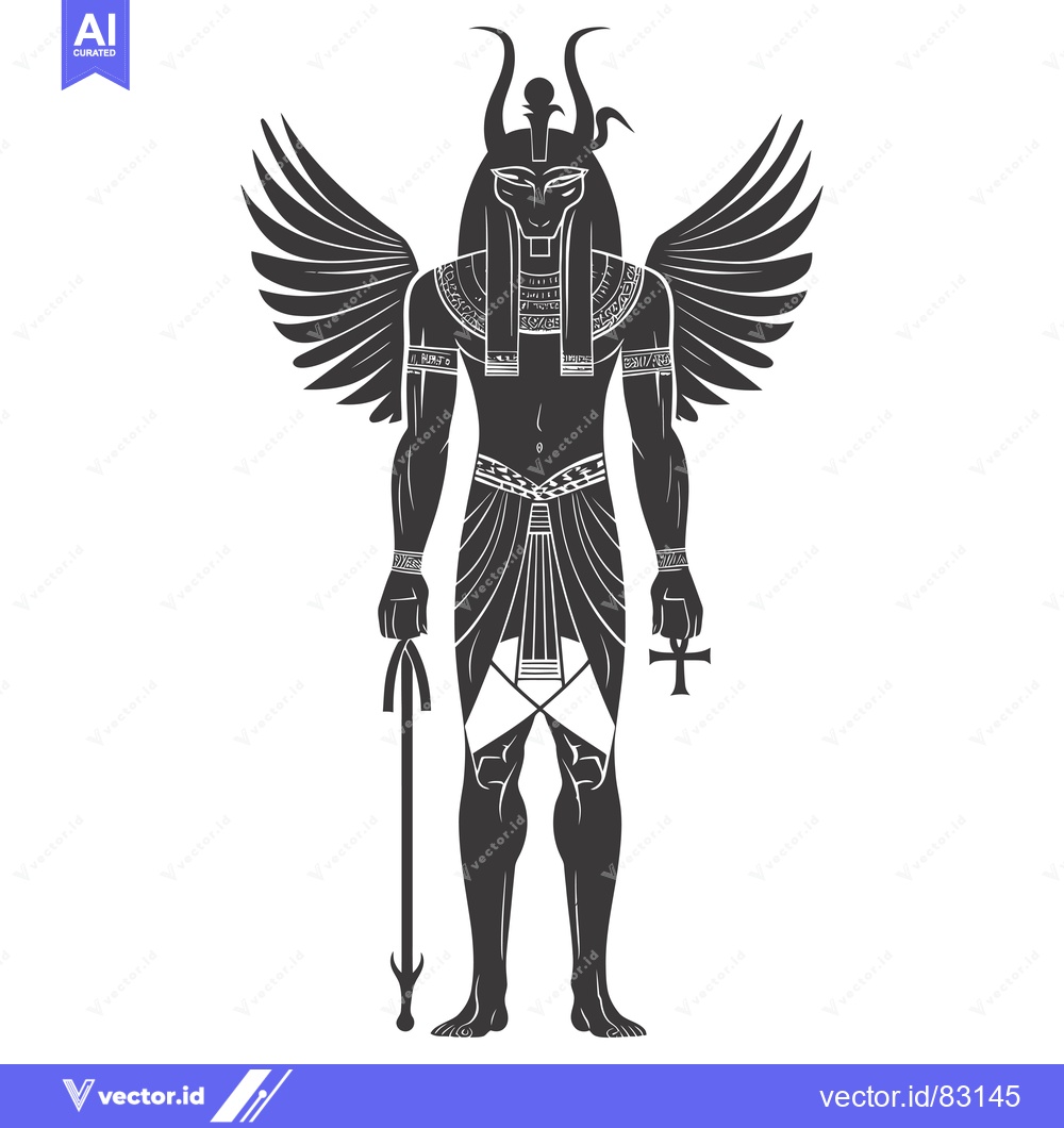 Premium Vector dari A Black and White Illustration of the Egyptian God Horus