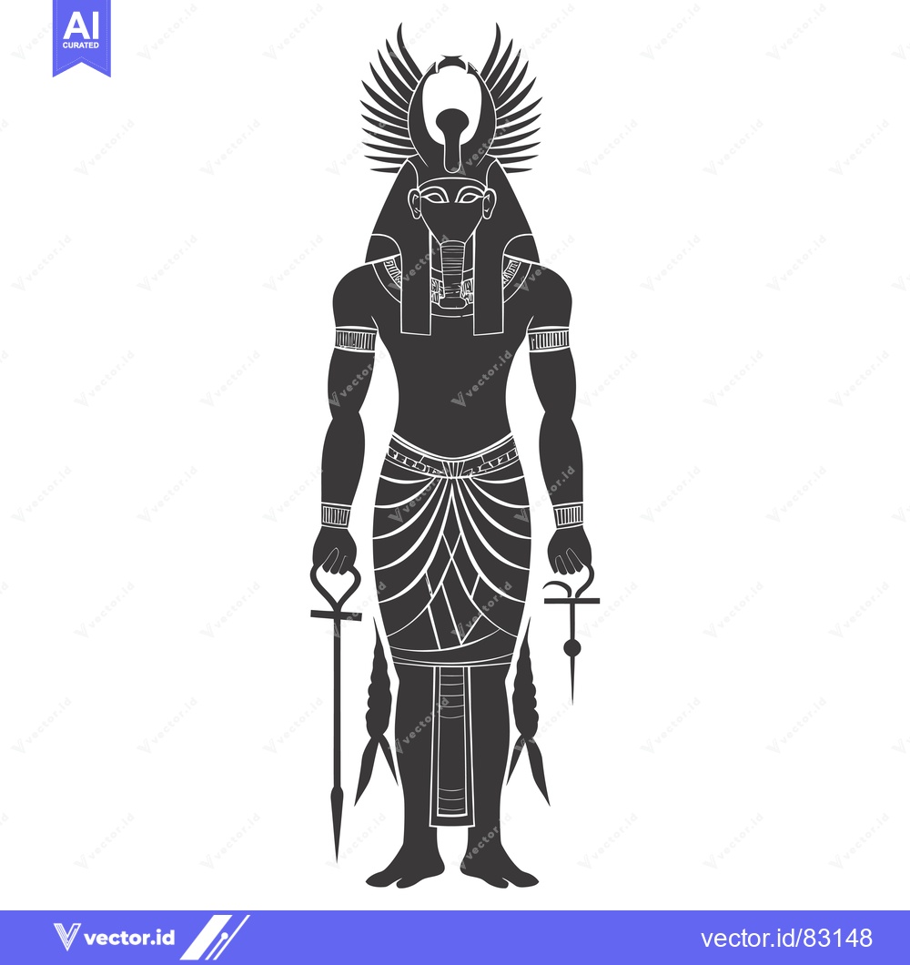 Premium Vector of Silhouette of the Egyptian God Horus with Wings and Ankh