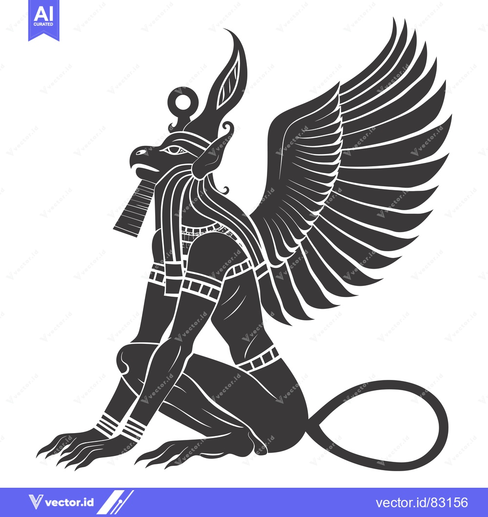 Premium Vector of A black and white stylized illustration of the Egyptian god Horus