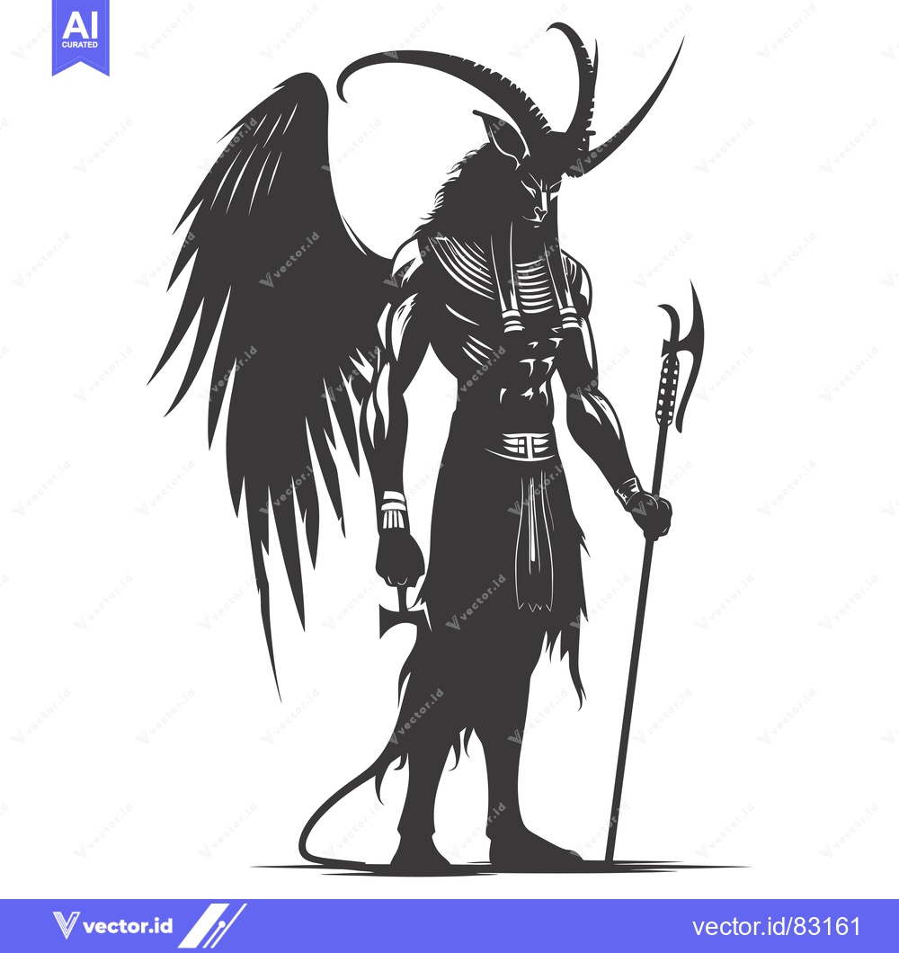 Premium Vector of Silhouette of a Demon with Wings, Horns, and an Axe
