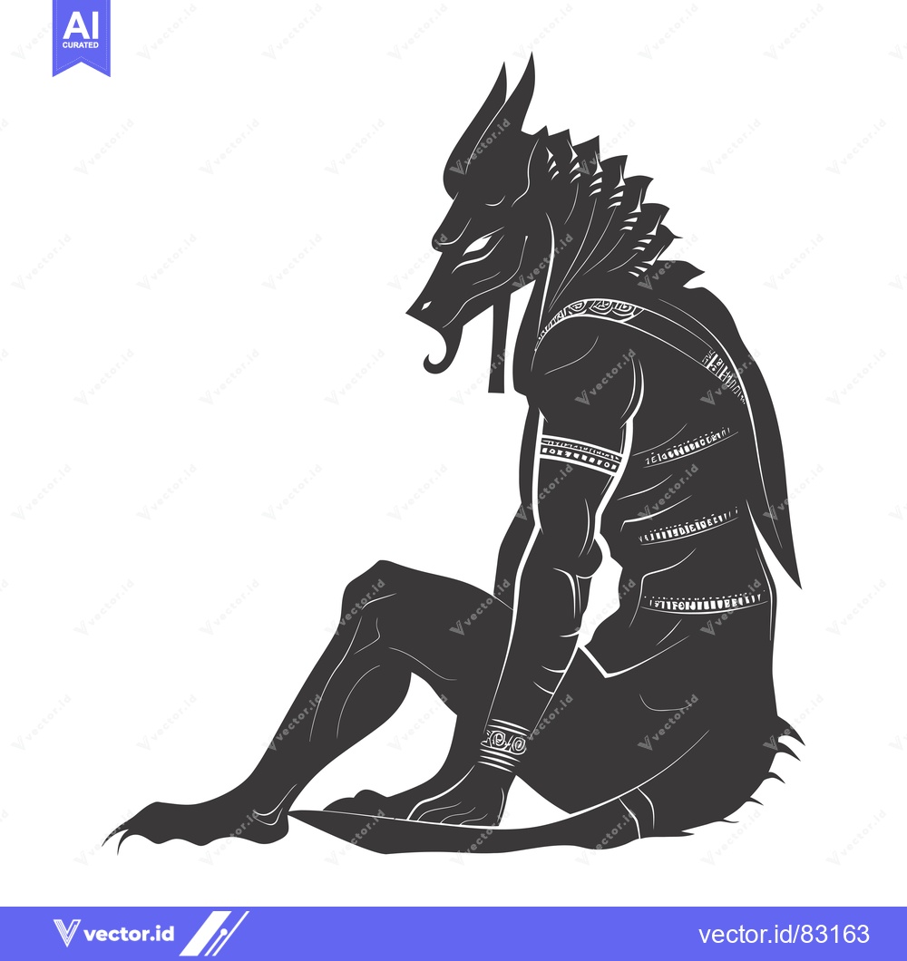 Premium Vector dari Anthropomorphic Jackal-Headed Deity in Sitting Pose