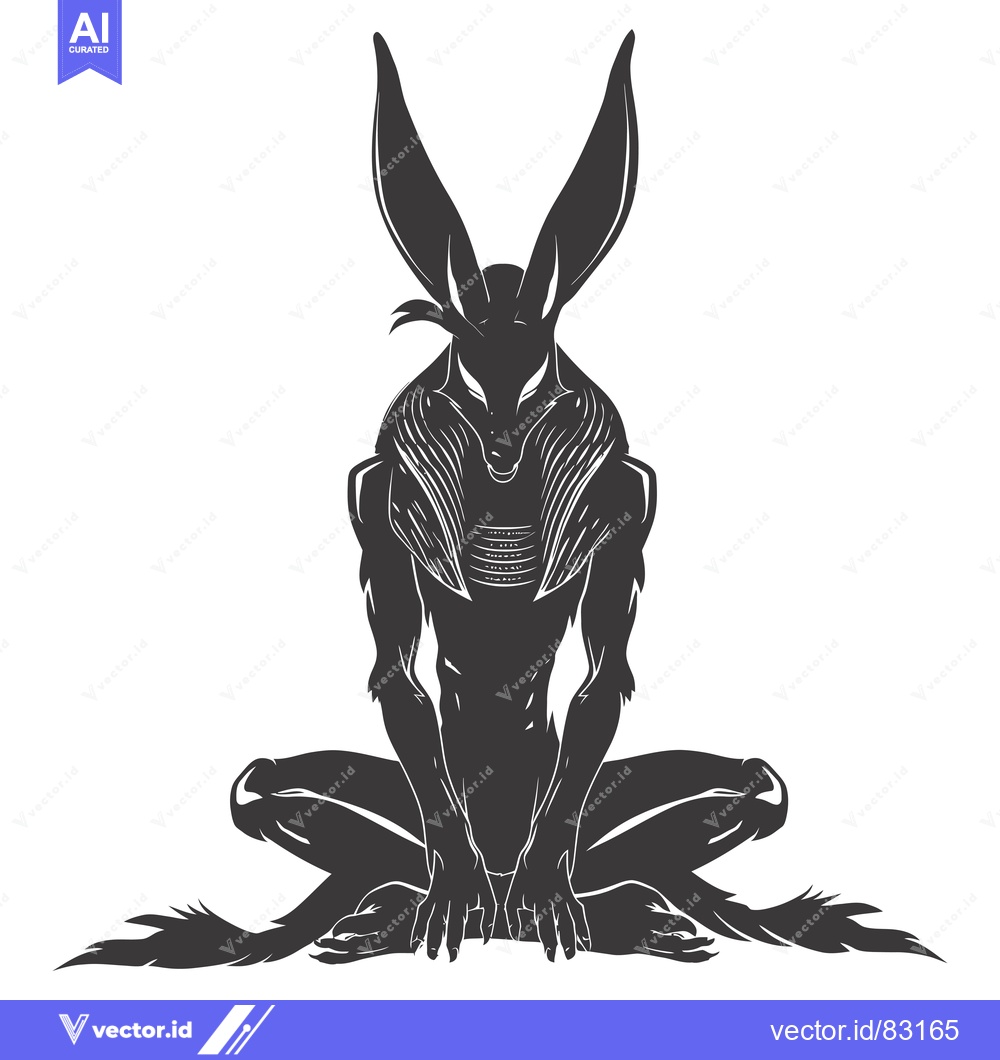 Premium Vector dari A Silhouetted Anthropomorphic Jackal in a Seated Pose
