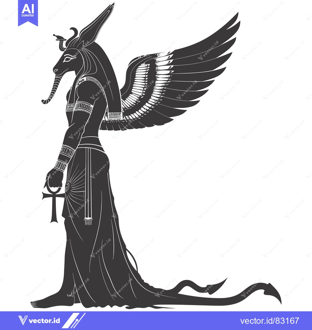 Premium Vector dari Black and White Silhouette of Bastet, the Egyptian Goddess of Cats and