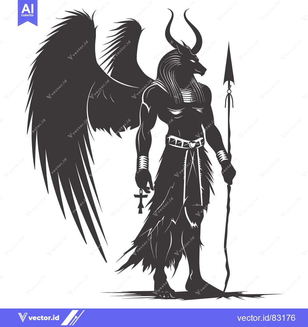 Premium Vector of Anthropomorphic Canine with Wings and Spear