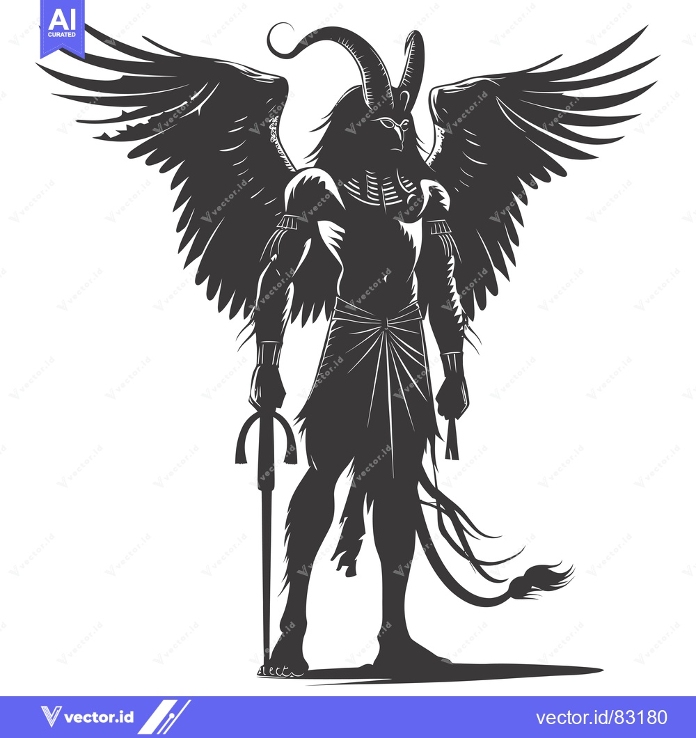 Premium Vector dari Anthropomorphic Egyptian Deity with Wings and a Sword
