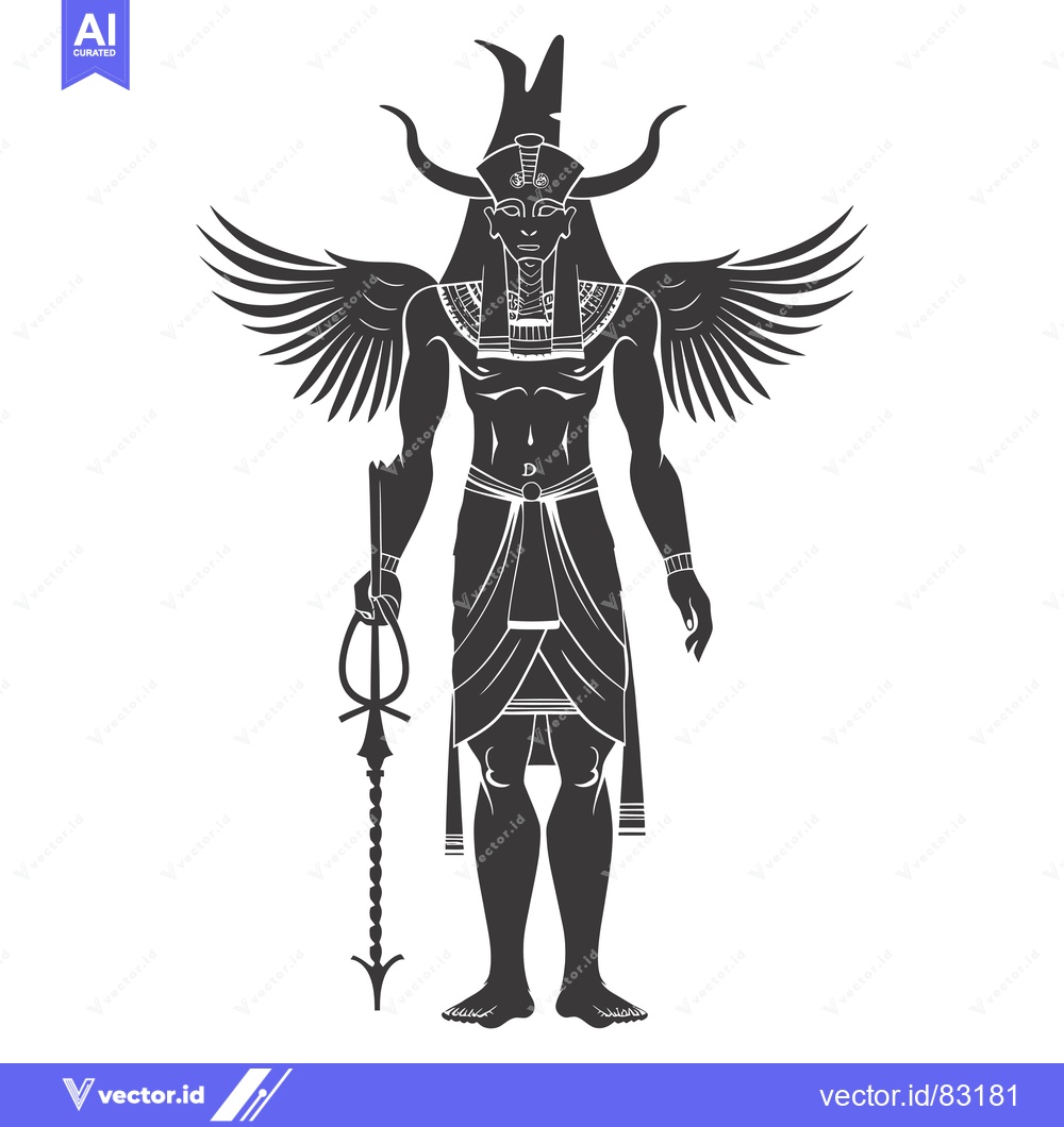 Premium Vector dari Silhouette of the Egyptian God Horus with Wings and a Crook