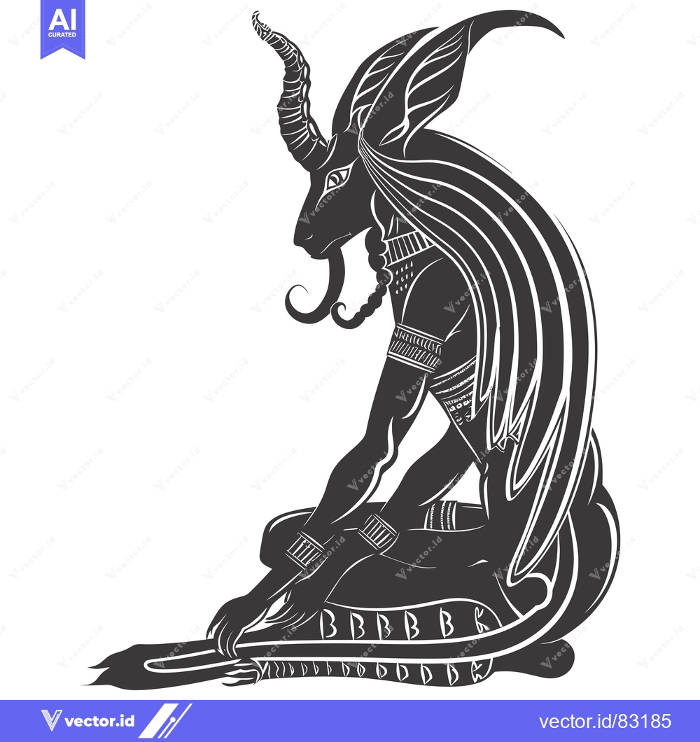Premium Vector dari Black and White Illustration of the Egyptian God Bastet