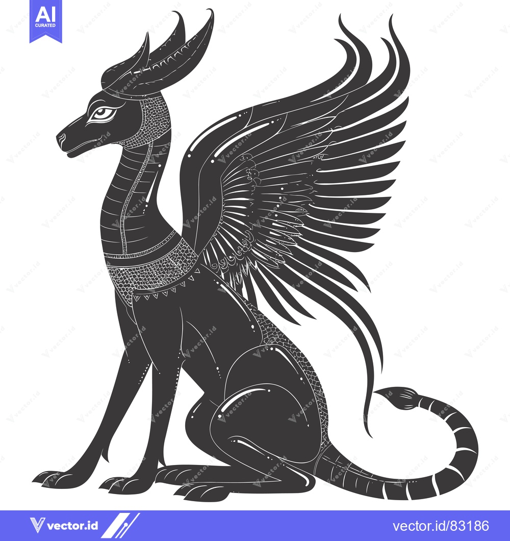 Premium Vector of Winged Canine Creature with Detailed Design