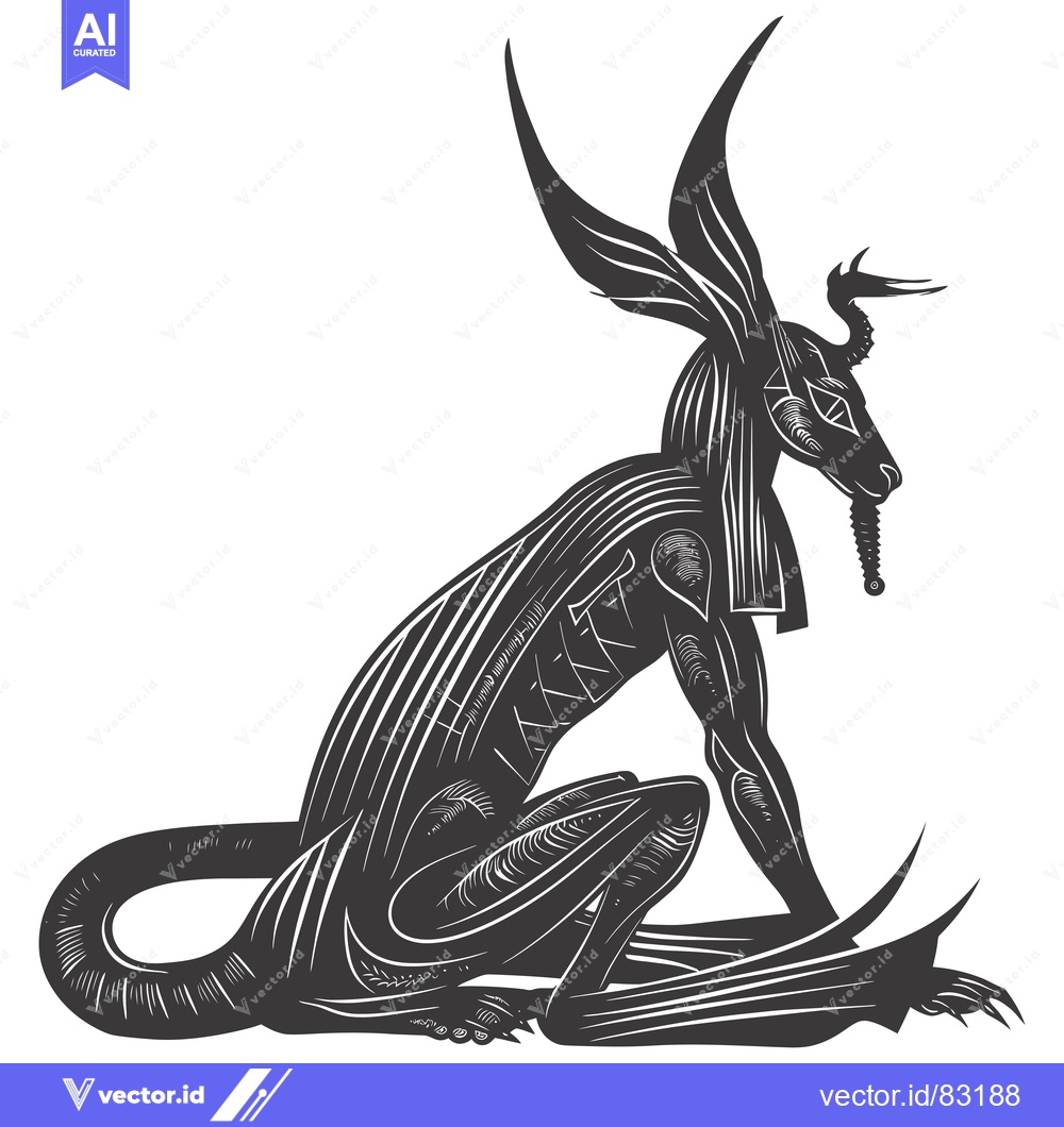 Premium Vector dari Stylized Anthropomorphic Creature with Long Ears and Claws