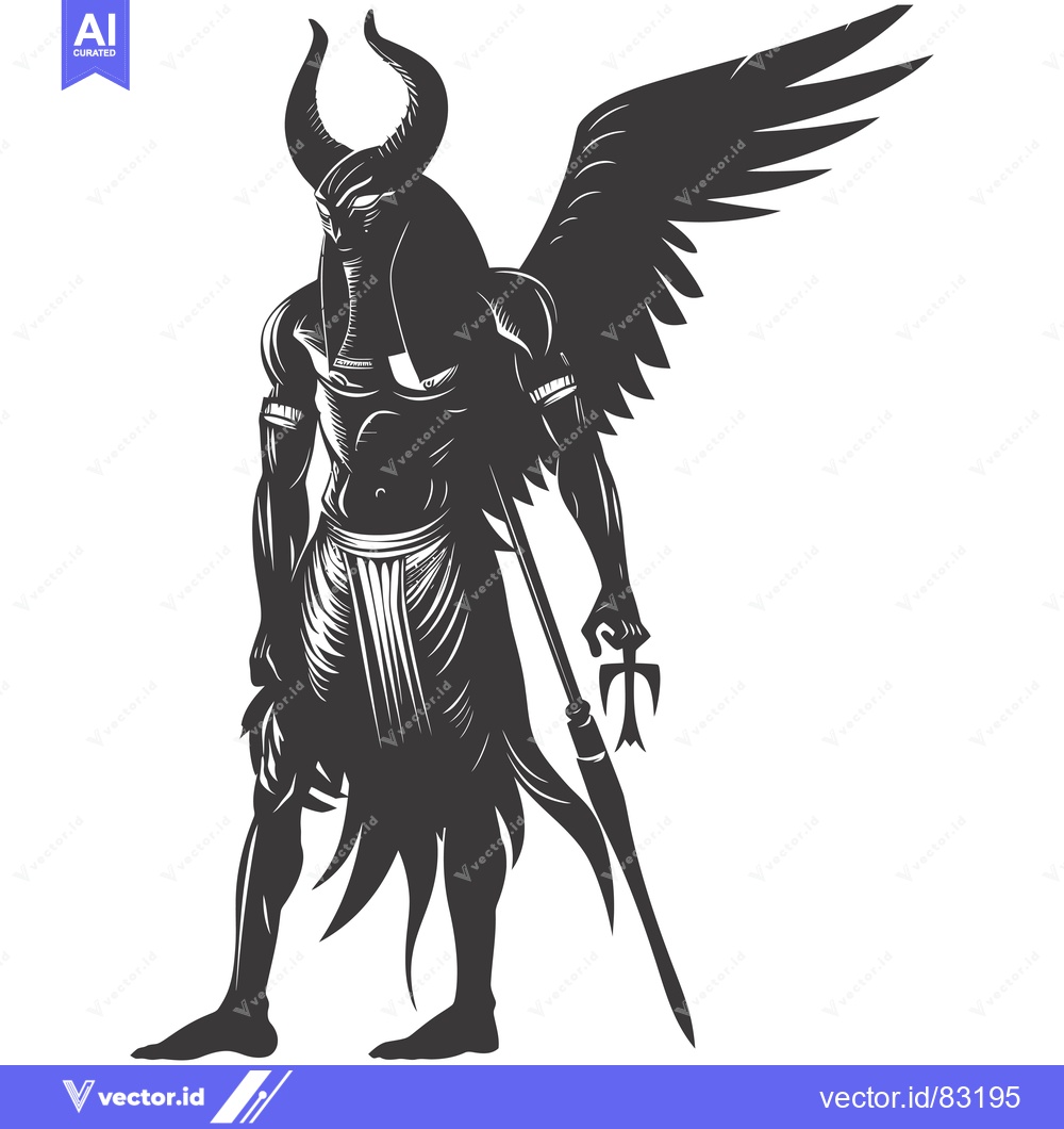 Premium Vector of Silhouette of an Egyptian God with Wings and a Weapon