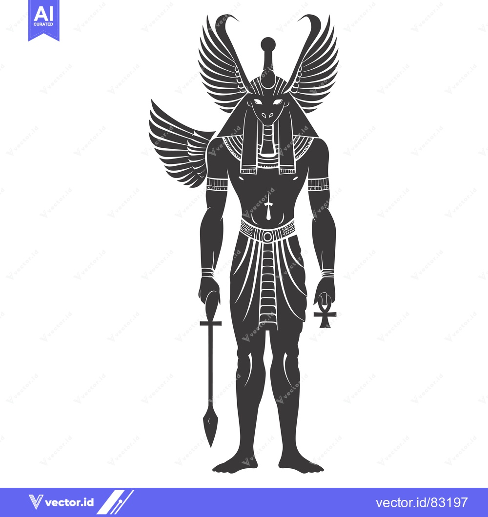 Premium Vector dari Black and White Silhouette of the Egyptian God Horus