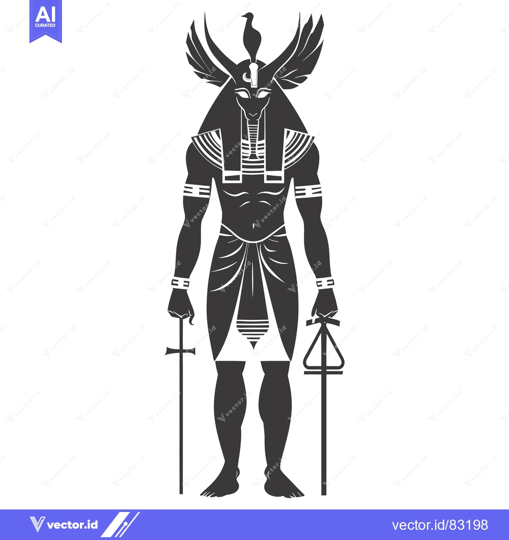 Premium Vector of Black and White Illustration of the Egyptian God Horus