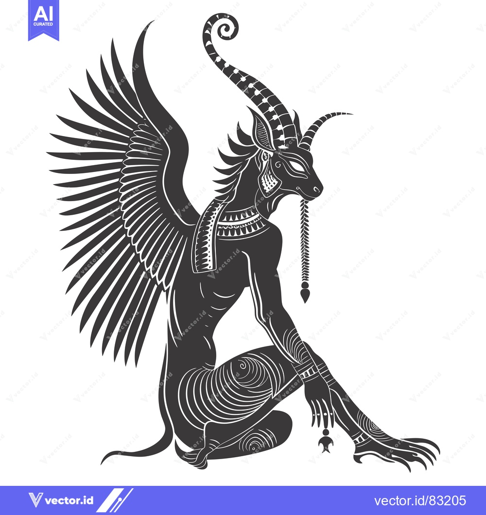 Premium Vector dari Winged Anthropomorphic Figure with Horns and Claws