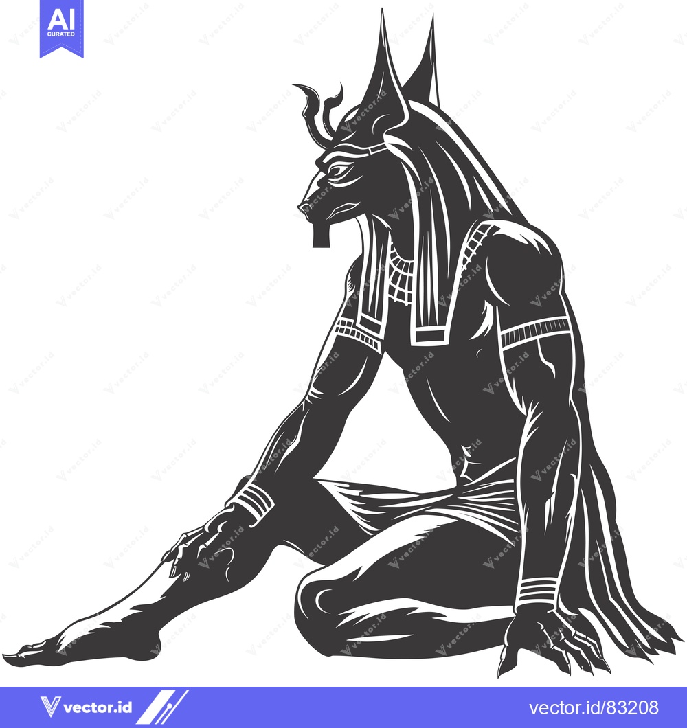 Premium Vector of Anubis, the Egyptian God of the Dead, Sitting with Crossed Legs
