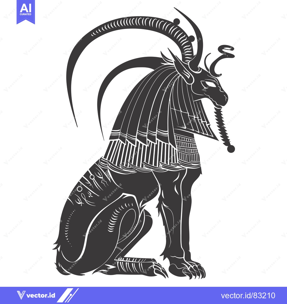 Premium Vector dari Stylized Black and White Illustration of the Egyptian God Anubis