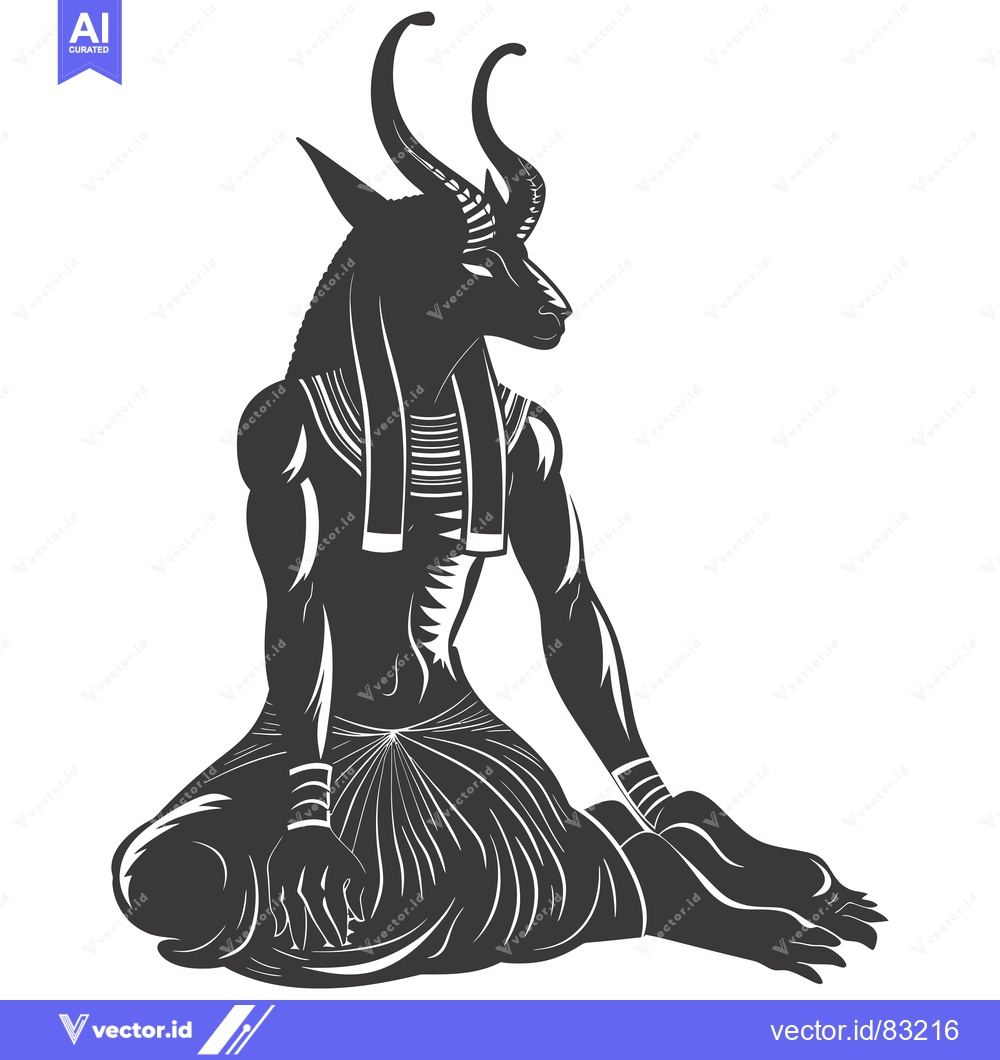 Premium Vector of Anubis, the Egyptian God of the Dead, Sitting with Crossed Legs