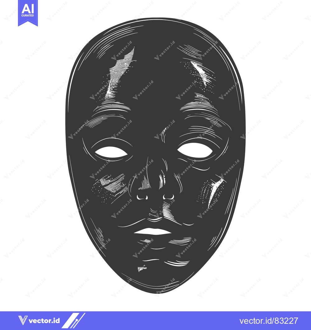 Premium Vector dari Black and White Hand-Drawn Mask with White Eyes