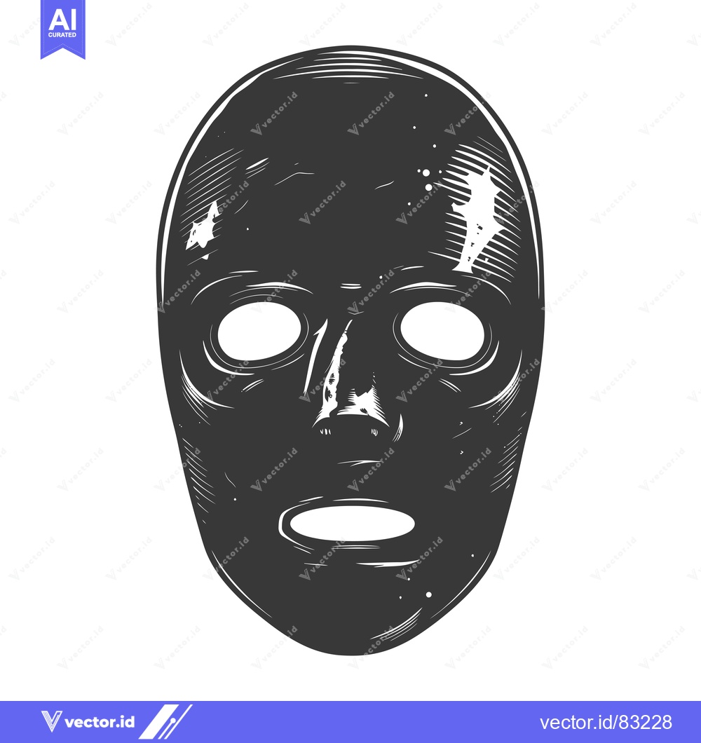 Premium Vector dari Black and White Illustration of a Full Face Mask