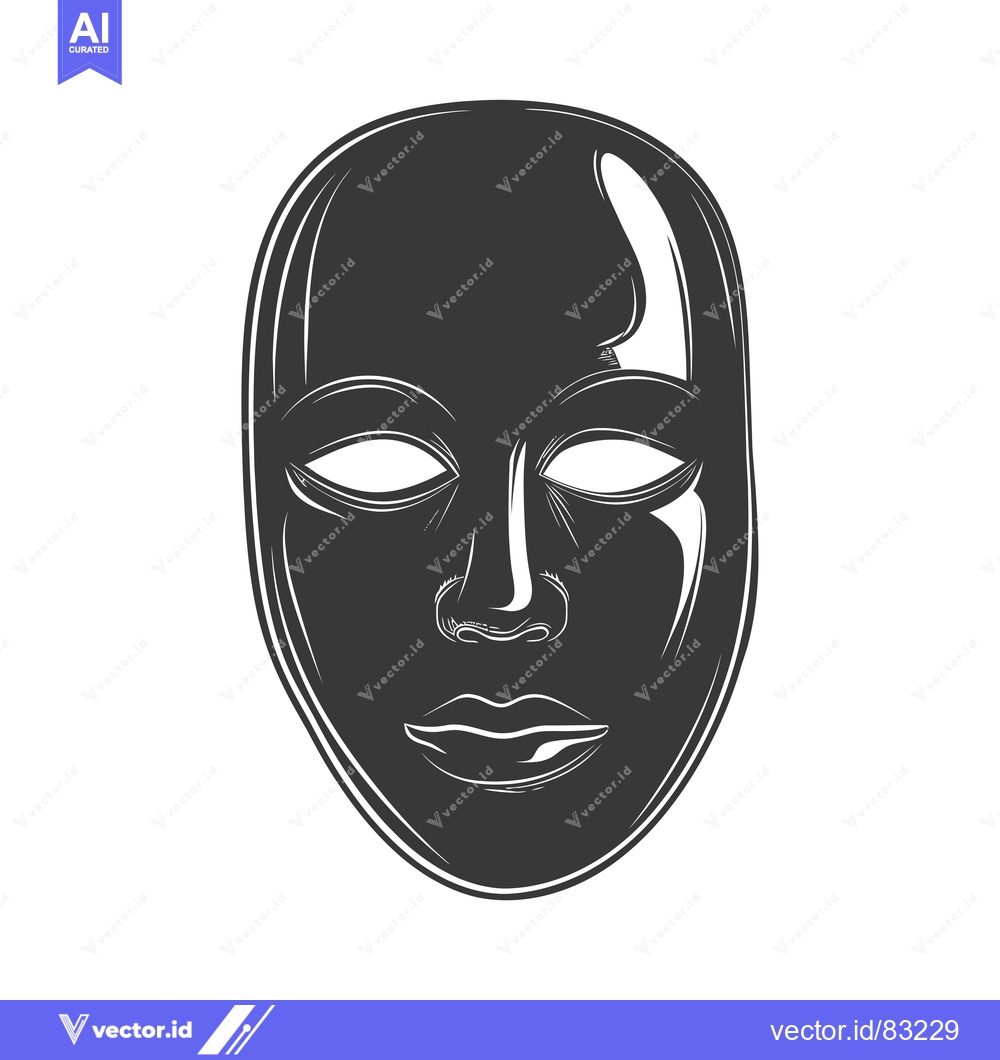Premium Vector dari Black and White Facial Mask with Eye and Mouth Features