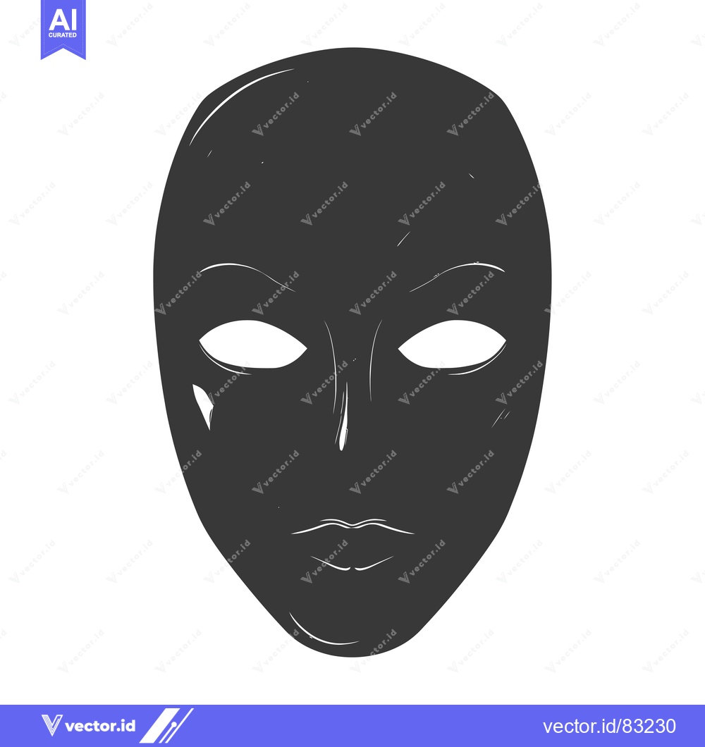 Premium Vector dari A Black and White Hand-Drawn Illustration of a Mask with Eyebrows, Eye