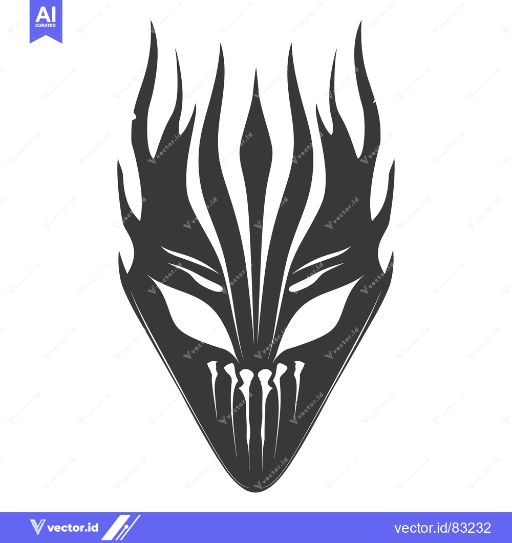 Premium Vector dari Black and White Fiery Mask with Sharp Edges and Teeth