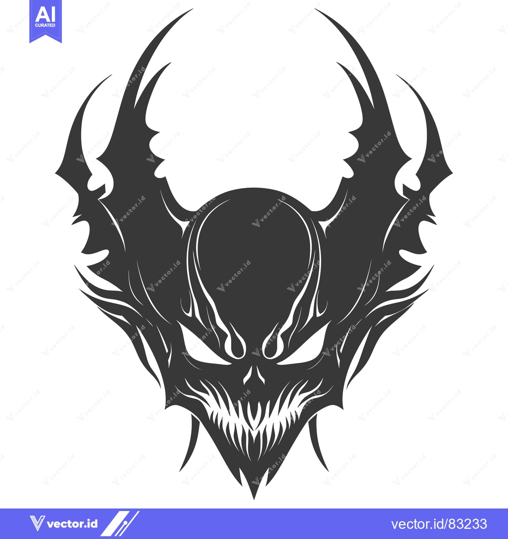 Premium Vector dari Stylized Demon Skull with Bladed Wings