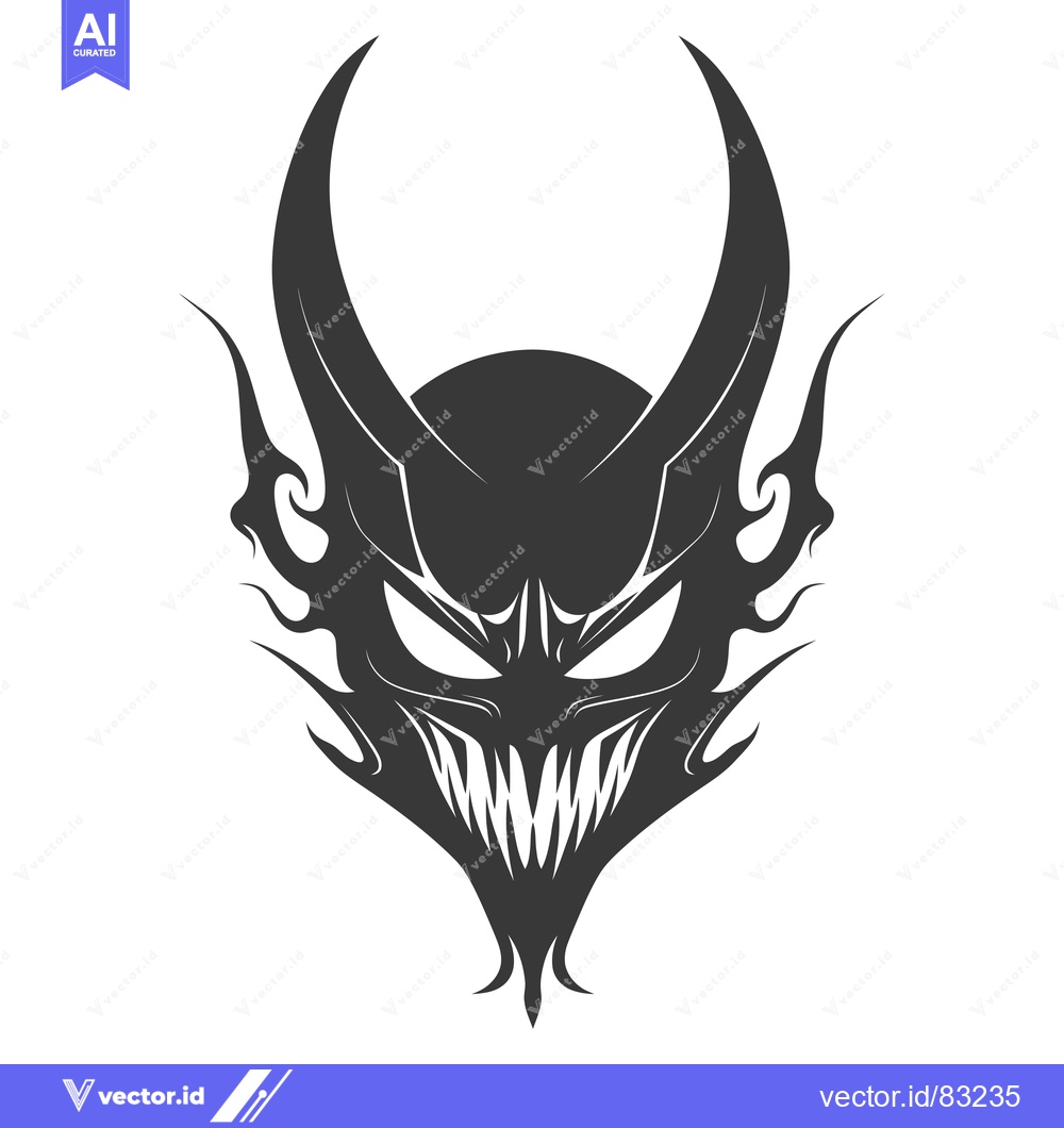 Premium Vector of Stylized Illustration of a Demon's Head with Flames