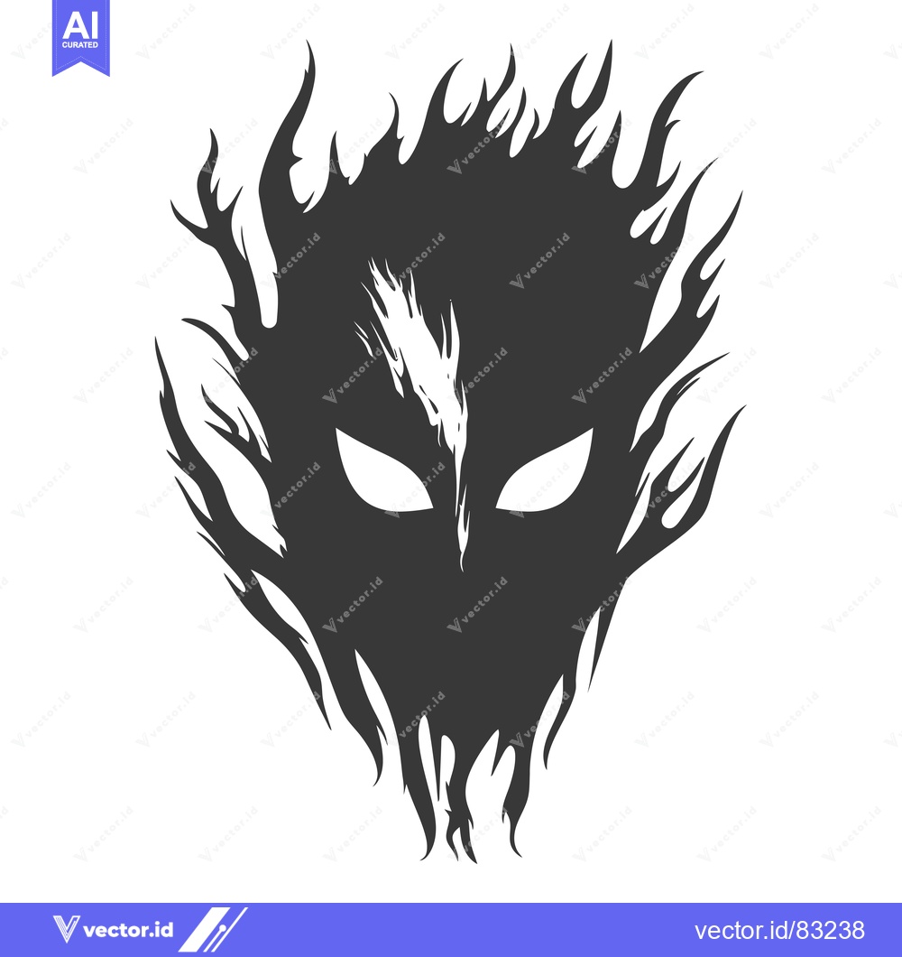 Premium Vector of Black Silhouette of a Face Emerging from Flames