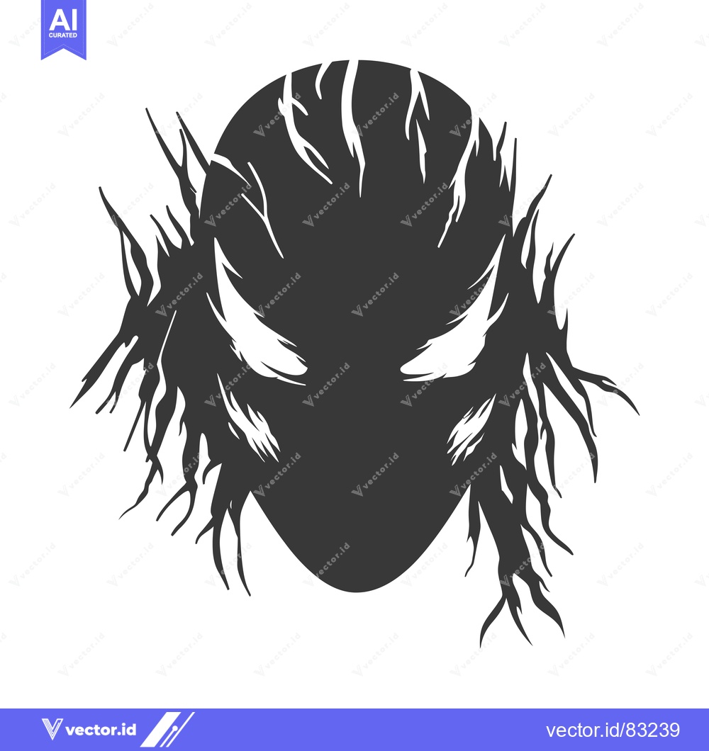 Premium Vector dari Silhouette of an Alien with Sharp Horns and Glowing Eyes