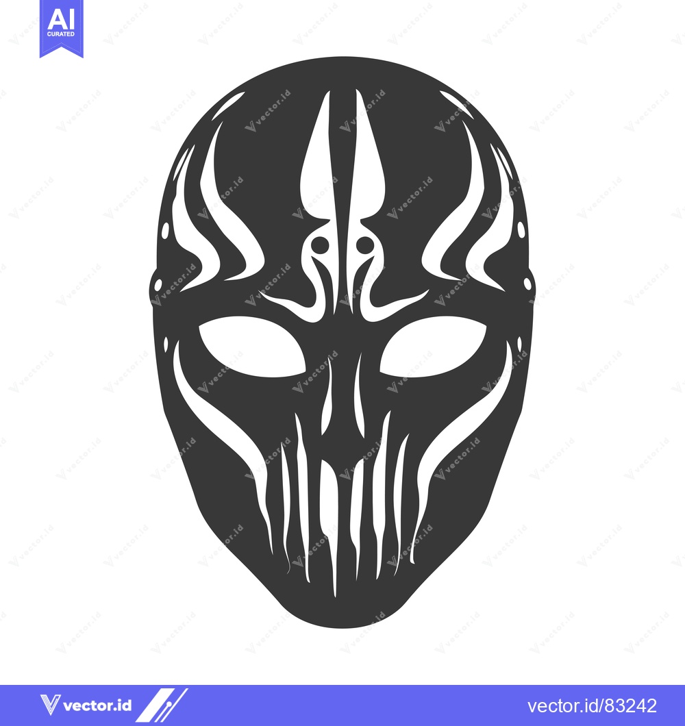 Premium Vector dari Black and White Stylized Mask with Tribal Design