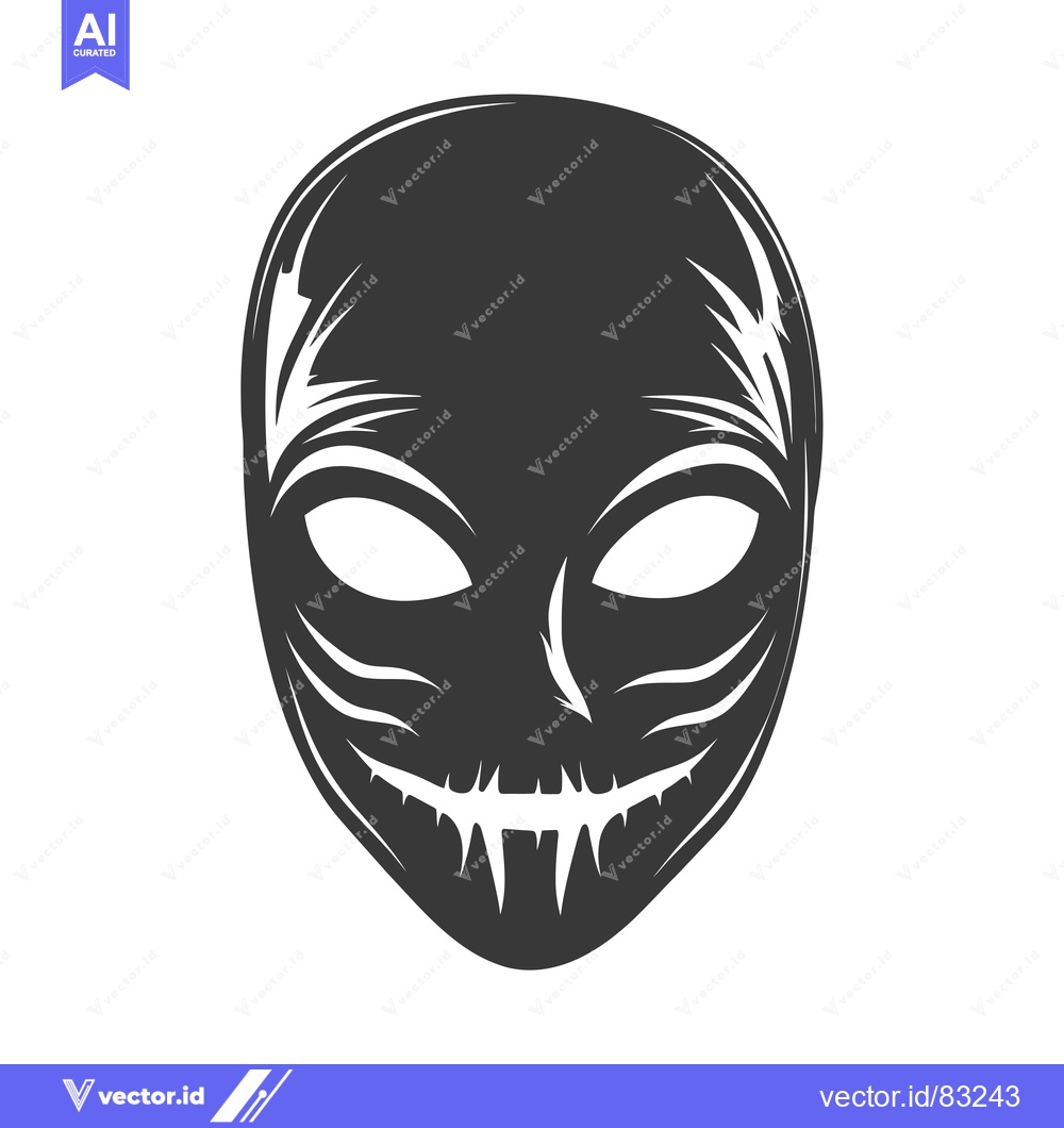 Premium Vector dari Black and White Alien Mask with Sharp Teeth and Eyes