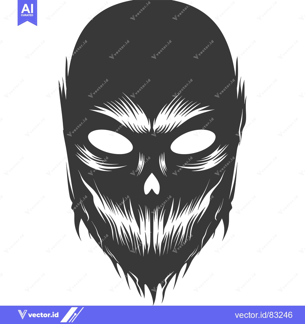 Premium Vector dari A Black and White Illustration of a Skull Face