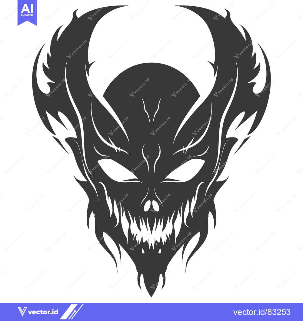 Premium Vector dari Abstract Monochromatic Design of a Glowing Skull with Flames