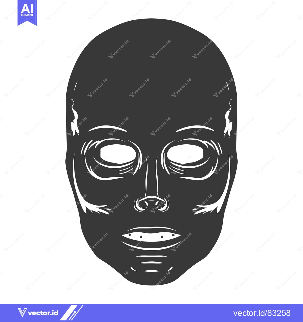 Premium Vector dari A Detailed Black and White Silhouette of a Human Face with Simple Faci