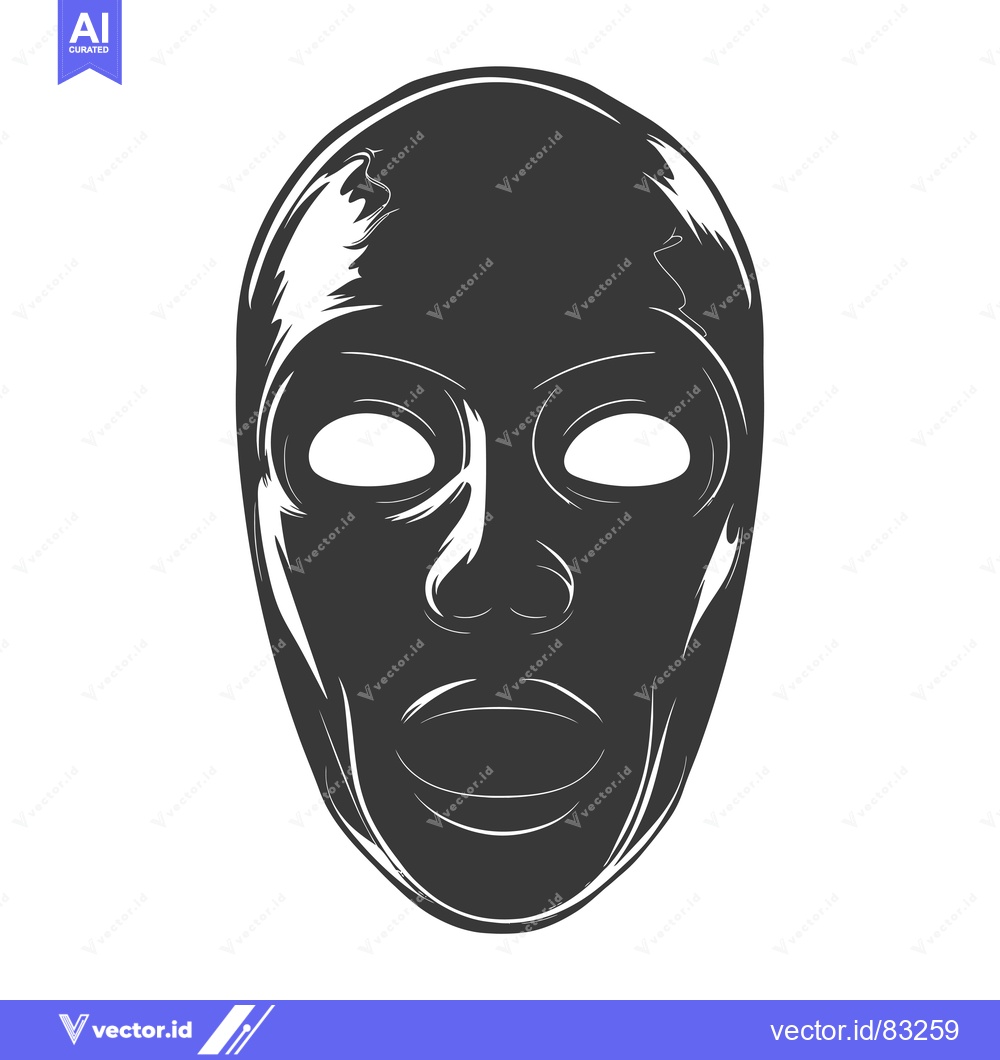 Premium Vector of A Simple Black and White Illustration of a Mask Covering a Person's Fa