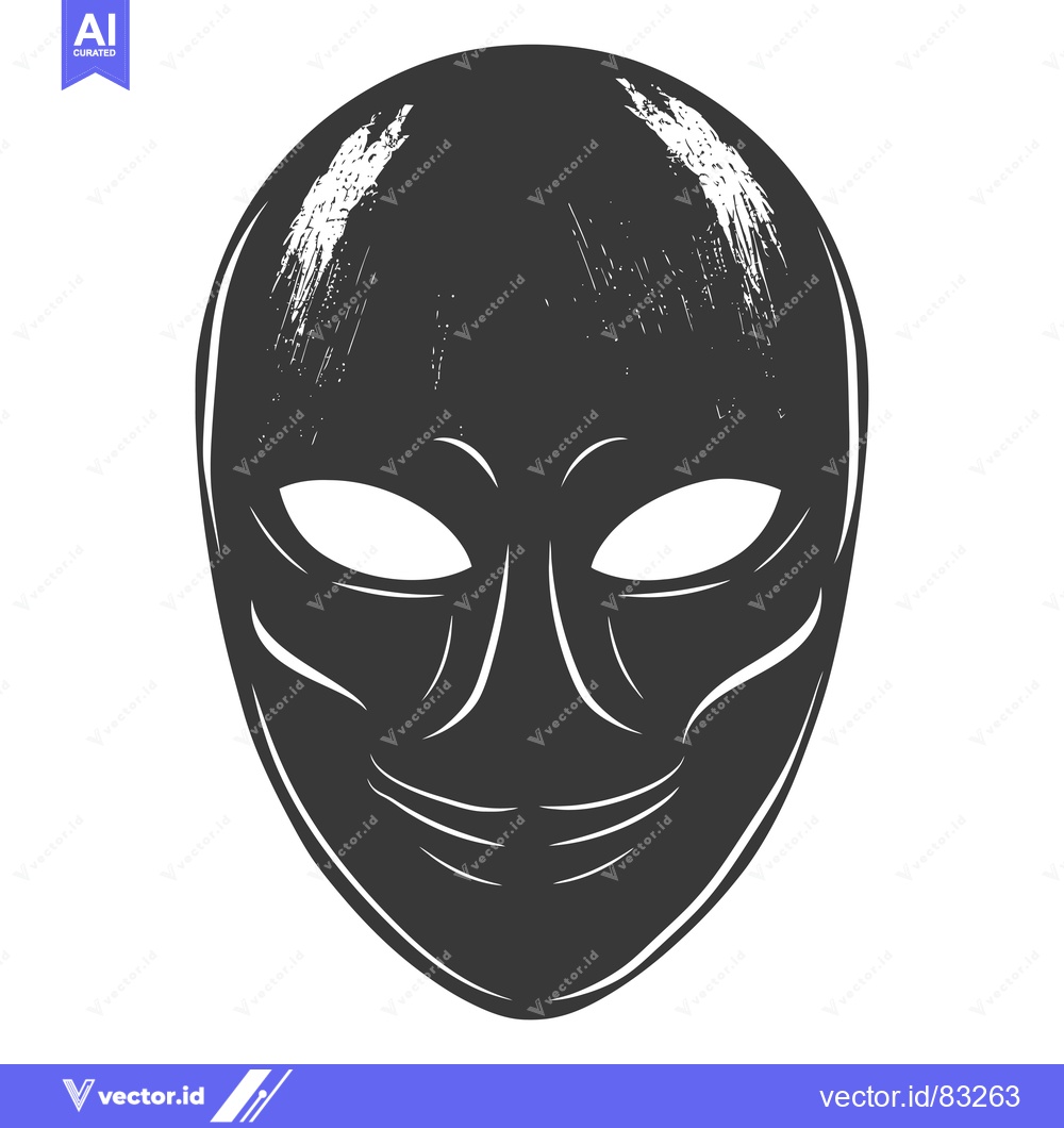 Premium Vector of A Distressed Black and White Mask with a Smirk