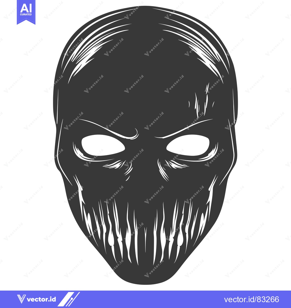 Premium Vector dari A menacing, black and white skull mask with sharp teeth