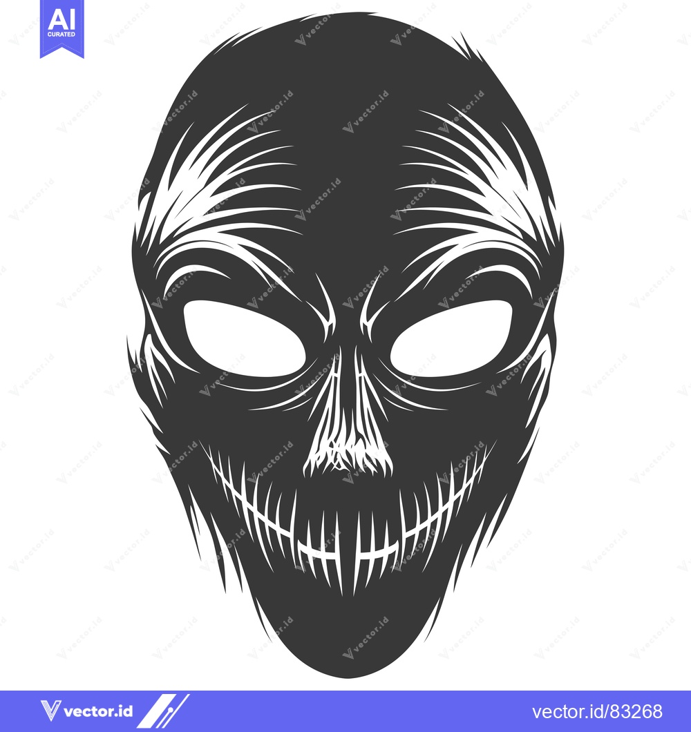 Premium Vector dari Stylized Black and White Skull Face Illustration