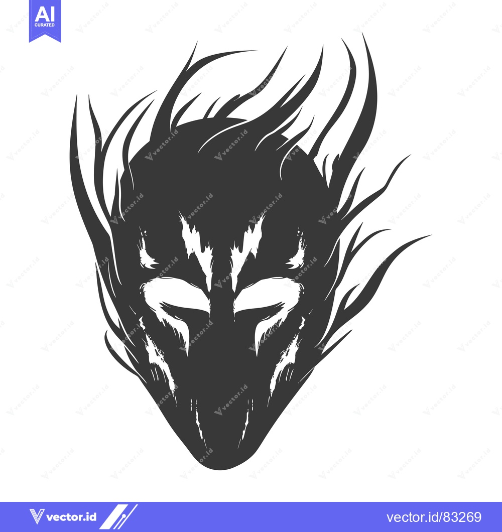 Premium Vector dari A Detailed Illustration of a Black Mask with Sharp Edges and Flames