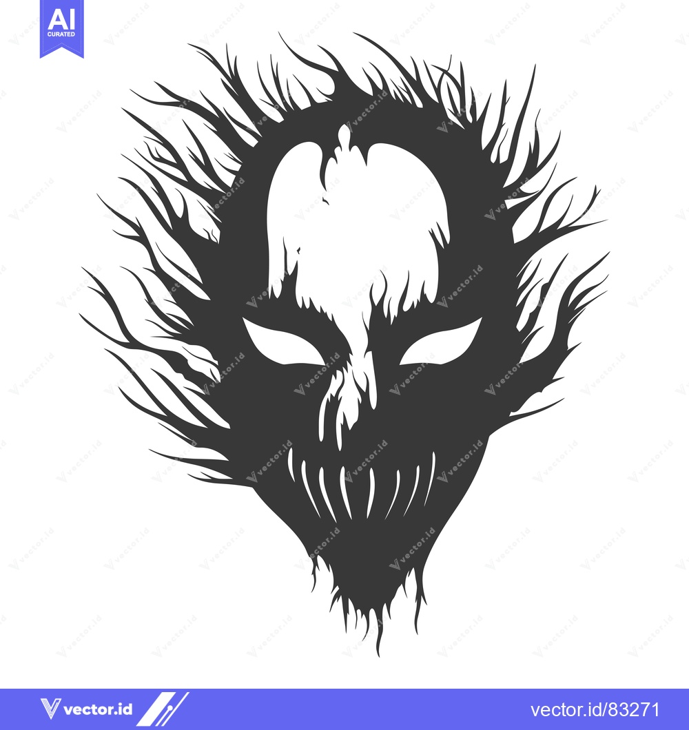 Premium Vector of Silhouette of a demonic face with sharp teeth and flames
