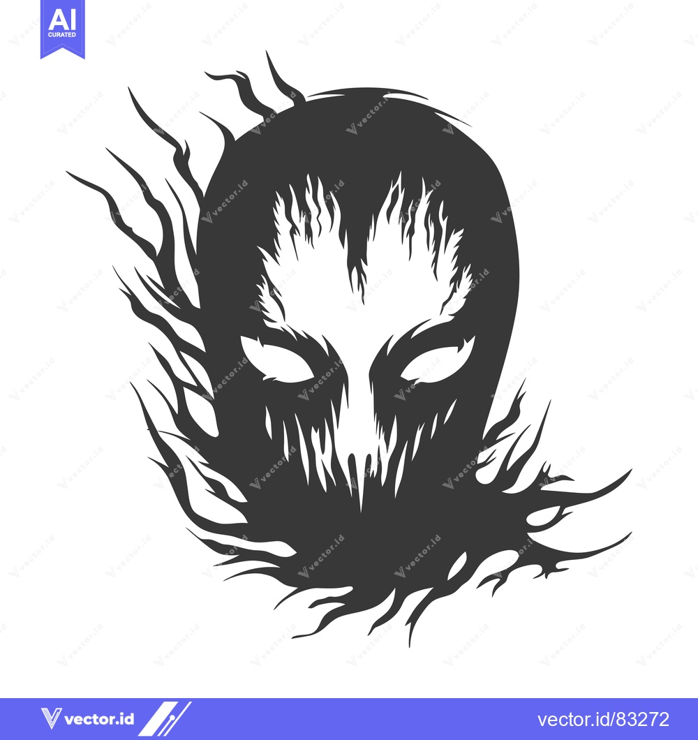 Premium Vector of A Monochromatic Illustration of a Glowing, Fiery, and Ferocious Face