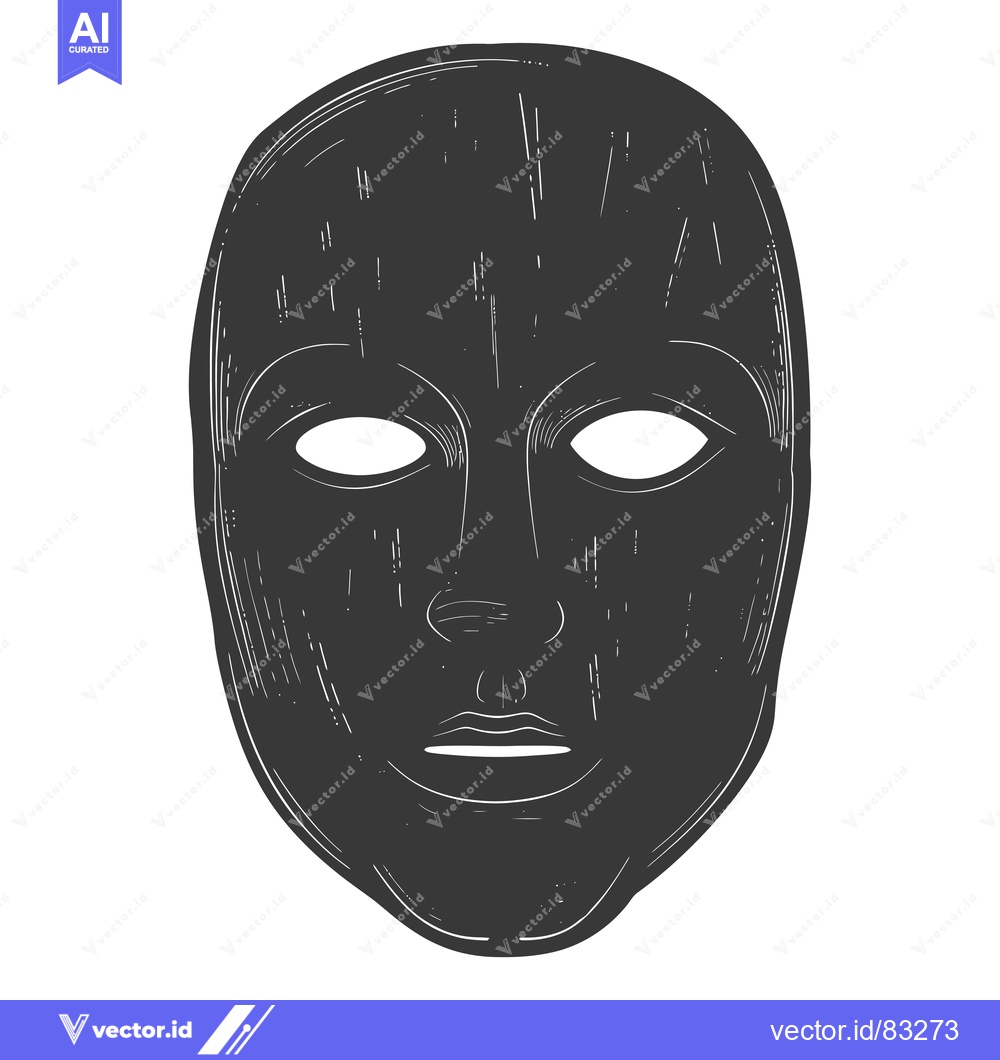 Premium Vector of Hand-drawn sketch of a black mask with white eyes and a nose