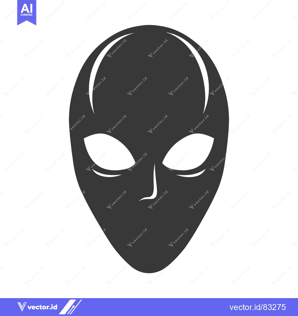 Premium Vector of A Simple Black and White Alien Mask Icon