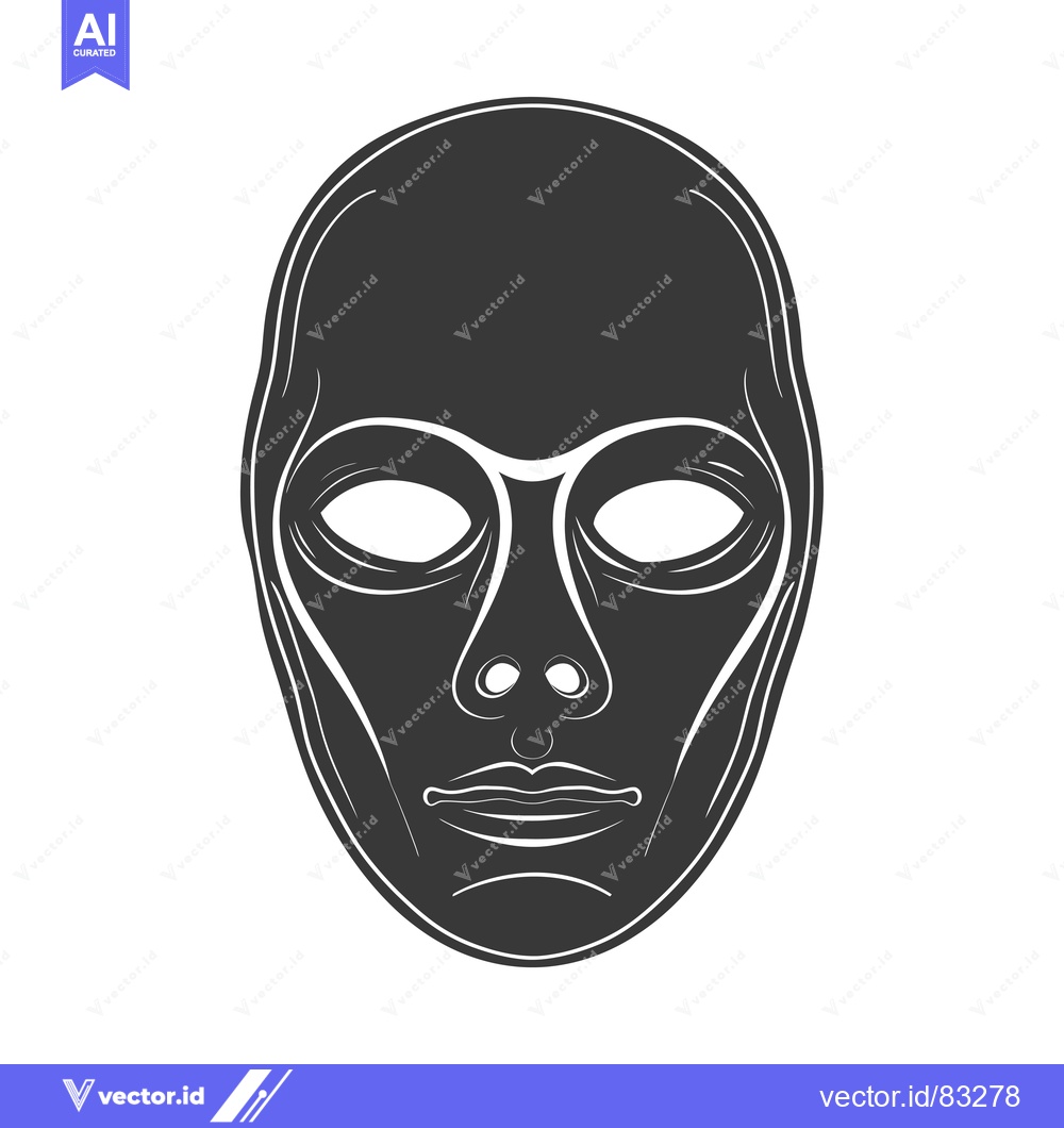 Premium Vector of Black and White Outline Drawing of a Faceless Mask
