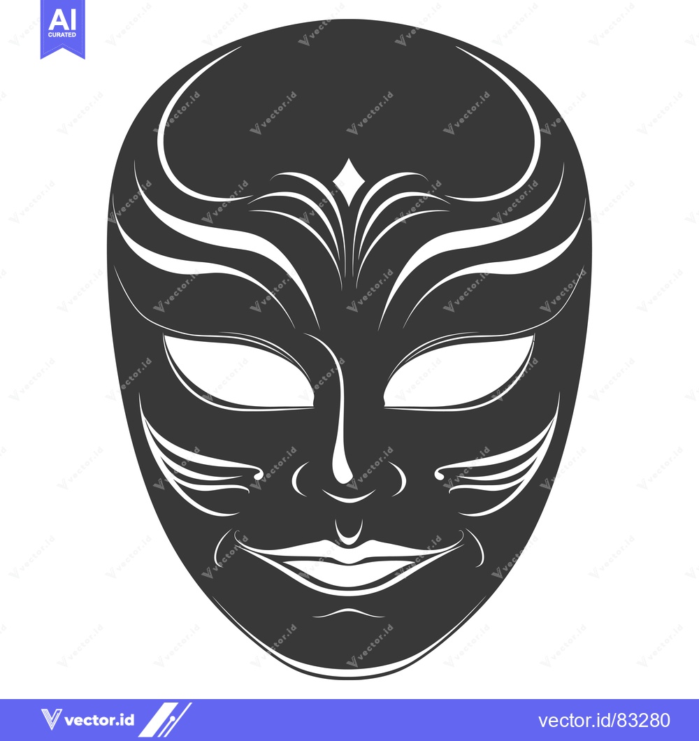 Premium Vector dari A Black and White Illustrated Venetian Carnival Mask